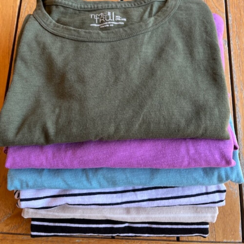 BUNDLE OF 6 Women’s Slub Cotton Tee XL 16-18 Time and Tru